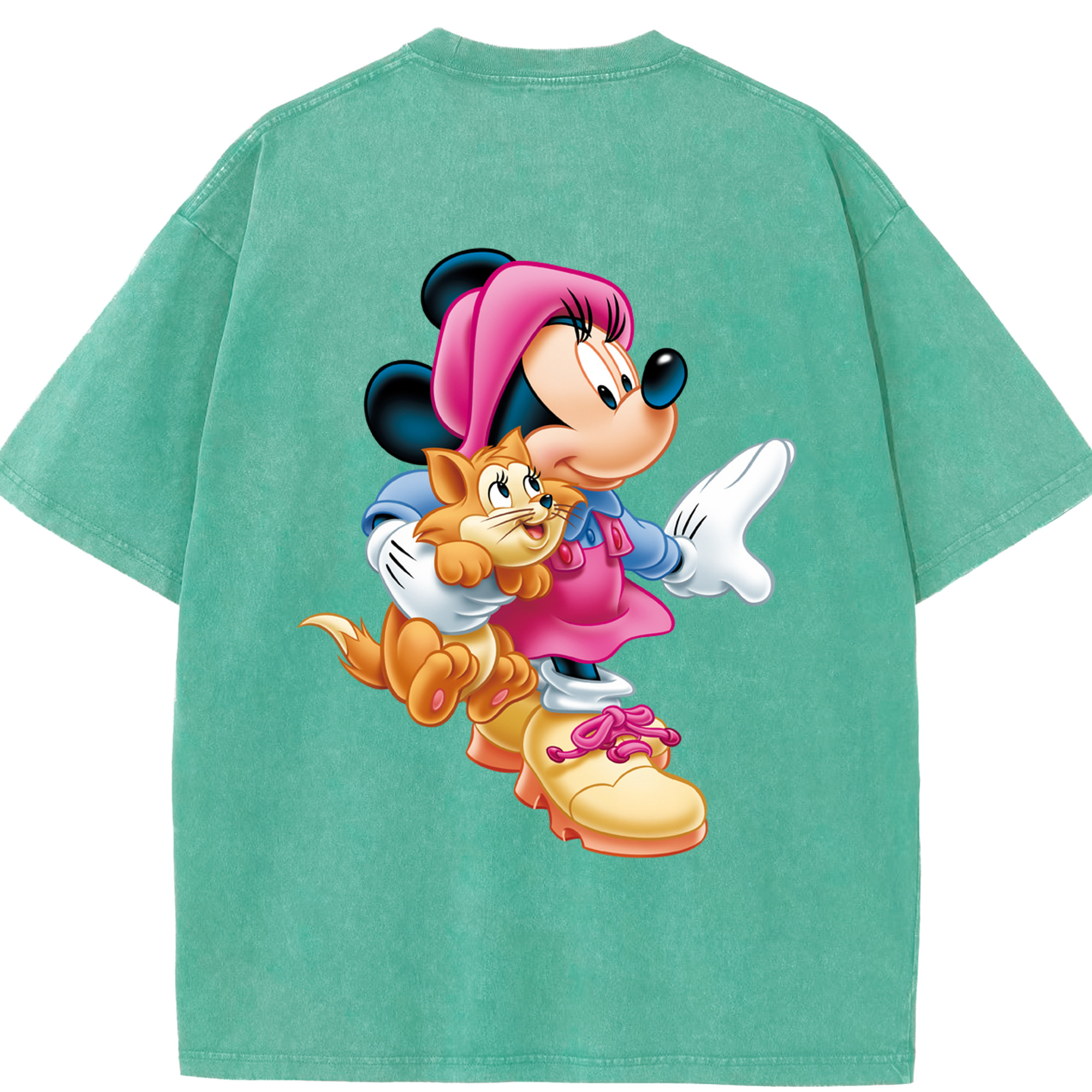 （画像用） ミッキーマウス Mickey Mouse 綿100% ヴィンテージ風 半袖Tシャツ（背面プリント）